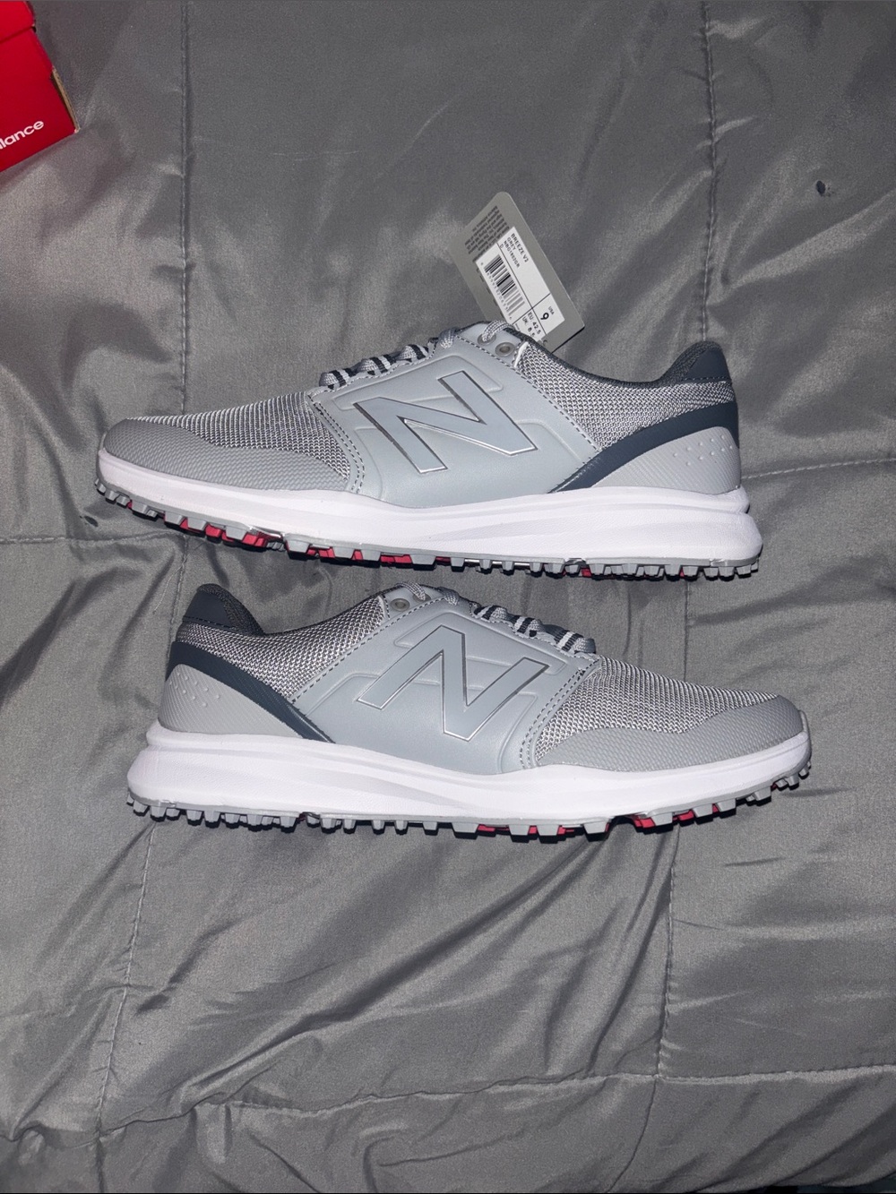 New Balance Gray golf Sneakers with Pink Outsole Accents